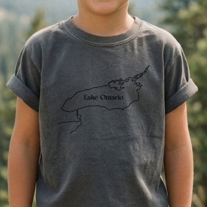 Lake Ontario Line Drawing Kids Cotton T-Shirt
