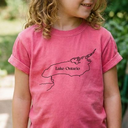 Lake Ontario Line Drawing Kids Cotton T-Shirt