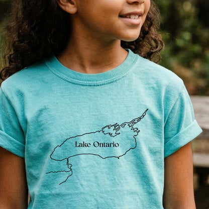 Lake Ontario Line Drawing Kids Cotton T-Shirt