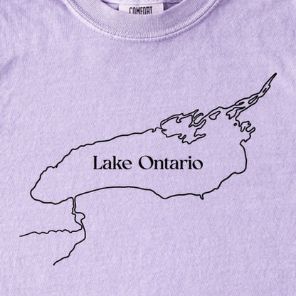 Lake Ontario Line Drawing Kids Cotton T-Shirt
