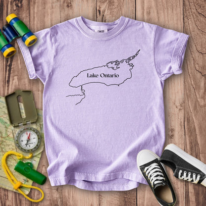 Lake Ontario Line Drawing Kids Cotton T-Shirt