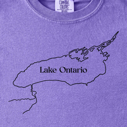 Lake Ontario Line Drawing Kids Cotton T-Shirt