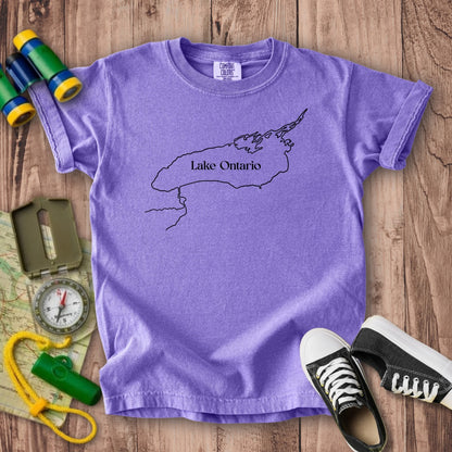 Lake Ontario Line Drawing Kids Cotton T-Shirt