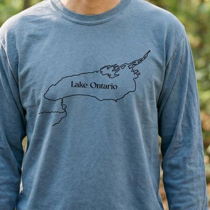 Lake Ontario Line Drawing Premium Long Sleeve