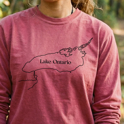 Lake Ontario Line Drawing Premium Long Sleeve