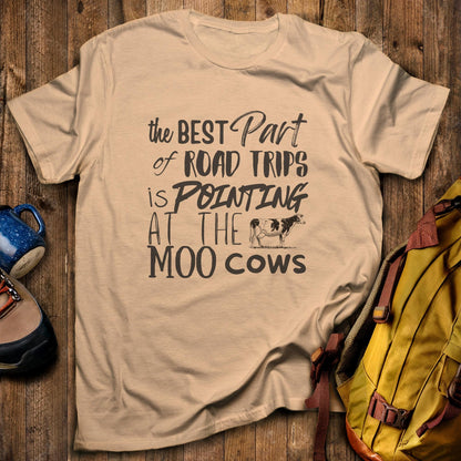 Moo Cows Road Trip T-Shirt Sand Adventure and Outdoors Themed T-Shirt