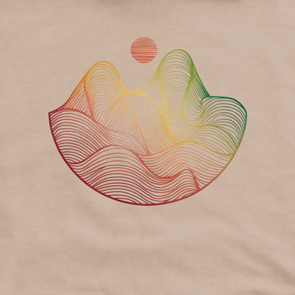 Mountain Sunset Woodblock Crewneck Sweatshirt Adventure and Outdoors Themed Sweatshirt
