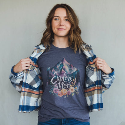 Explore More Mountain Watercolor T-Shirt Adventure and Outdoors Themed T-Shirt
