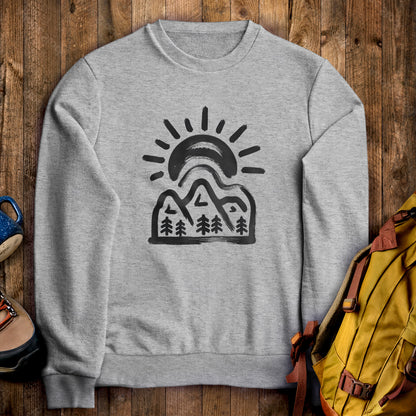 Painted Peaks Crewneck Sweatshirt Sport Grey Adventure and Outdoors Themed Sweatshirt