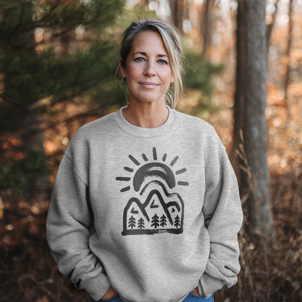 Painted Peaks Crewneck Sweatshirt Adventure and Outdoors Themed Sweatshirt