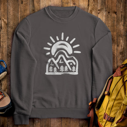 Painted Peaks Crewneck Sweatshirt Charcoal Adventure and Outdoors Themed Sweatshirt