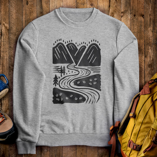 Valley Trails Crewneck Sweatshirt Sport Grey Adventure and Outdoors Themed Sweatshirt