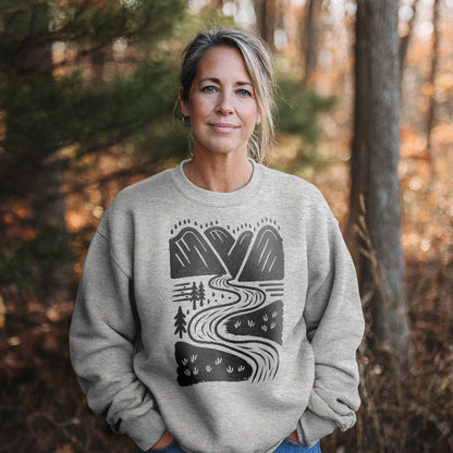 Valley Trails Crewneck Sweatshirt Adventure and Outdoors Themed Sweatshirt