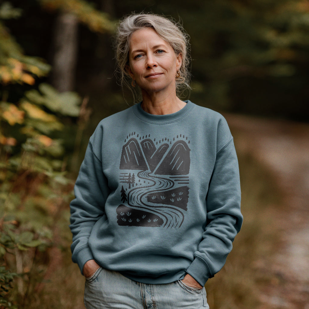 Valley Trails Crewneck Sweatshirt Adventure and Outdoors Themed Sweatshirt