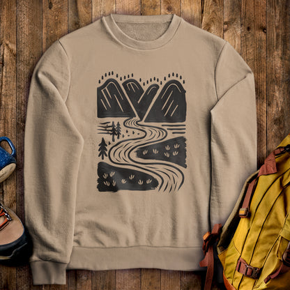 Valley Trails Crewneck Sweatshirt Sand Adventure and Outdoors Themed Sweatshirt