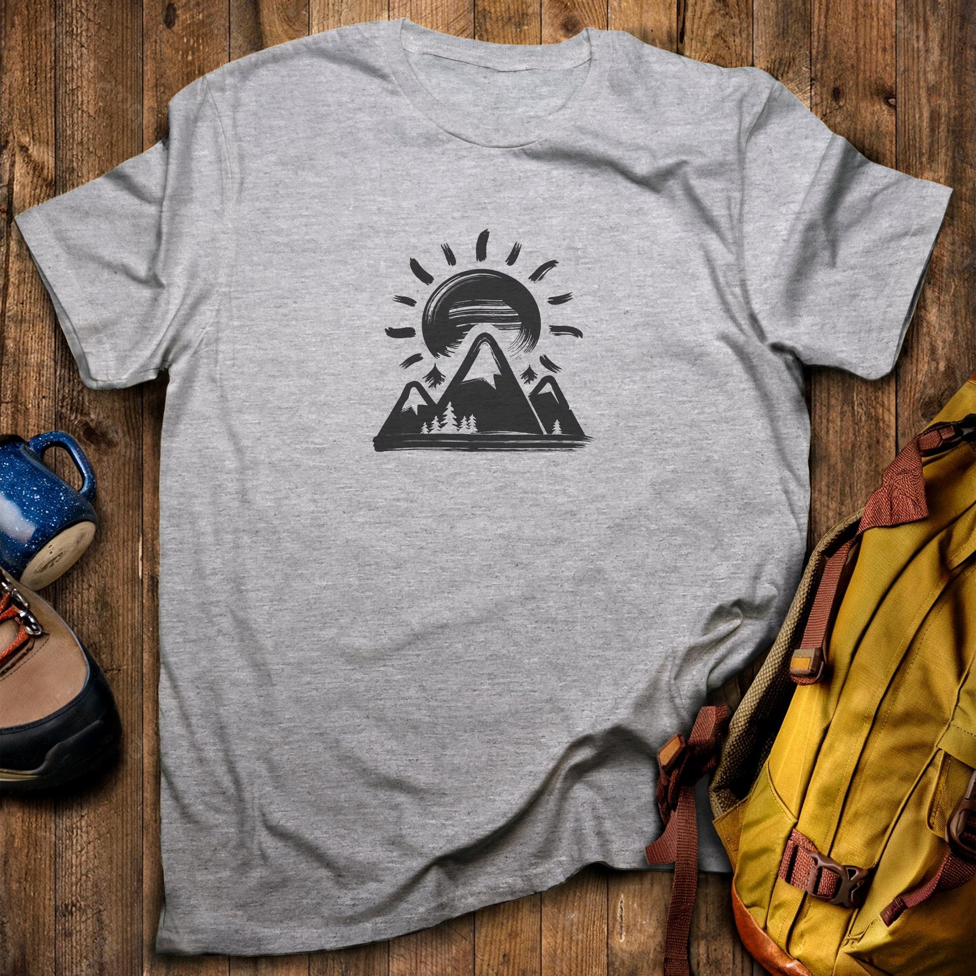 Summit Sunrise Painting T-Shirt Sport Grey Adventure and Outdoors Themed T-Shirt
