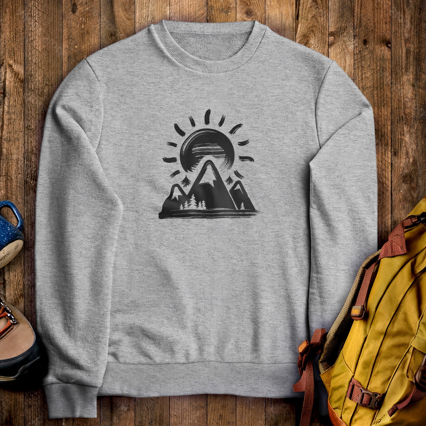 Summit Sunrise Crewneck Sweatshirt Sport Grey Adventure and Outdoors Themed Sweatshirt