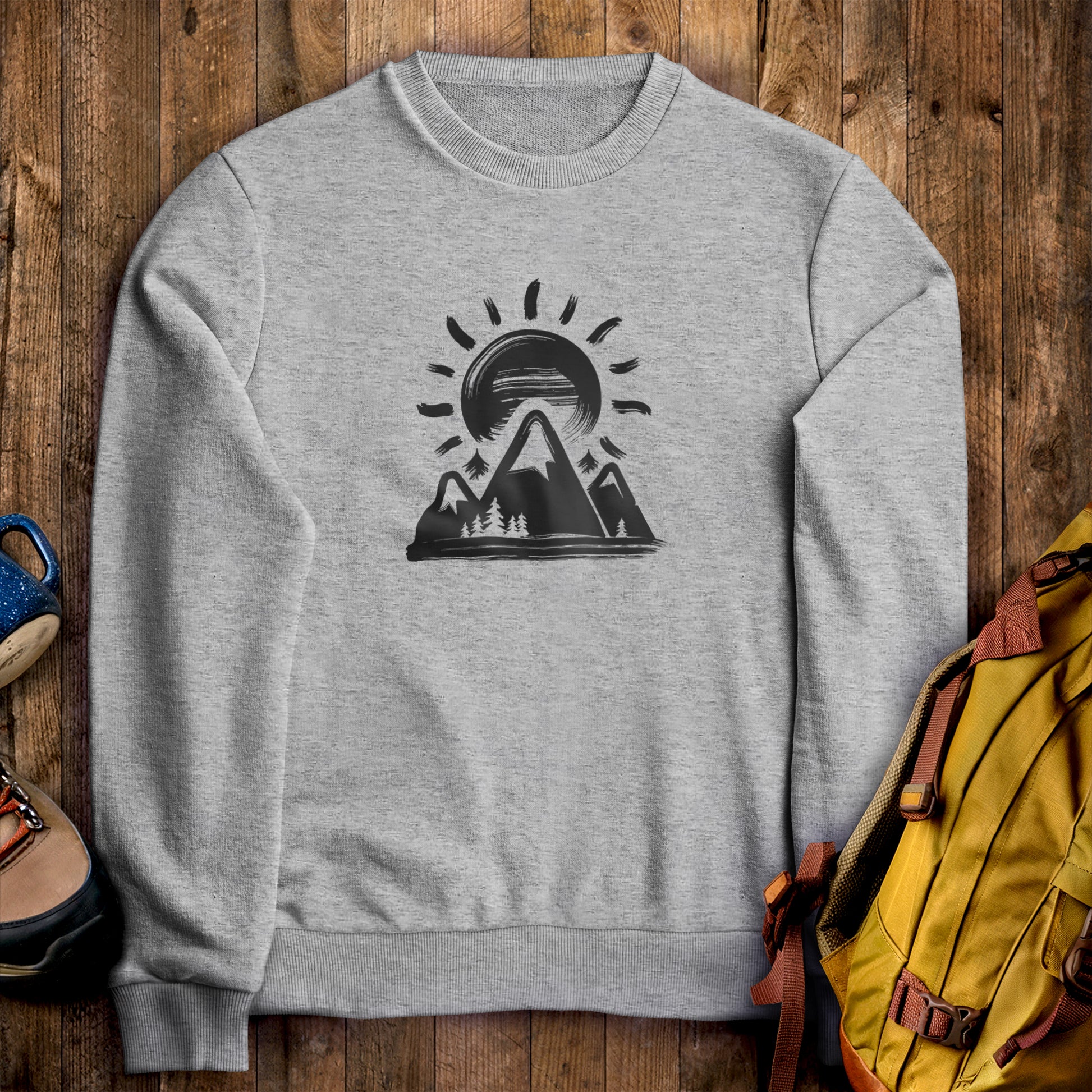 Summit Sunrise Crewneck Sweatshirt Sport Grey Adventure and Outdoors Themed Sweatshirt
