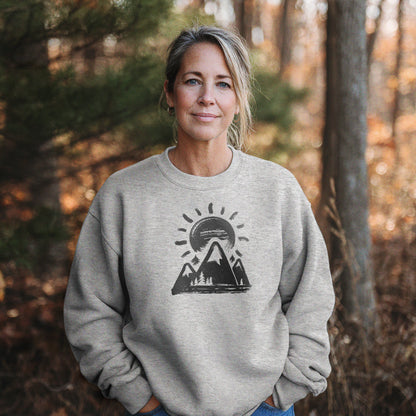 Summit Sunrise Crewneck Sweatshirt Adventure and Outdoors Themed Sweatshirt