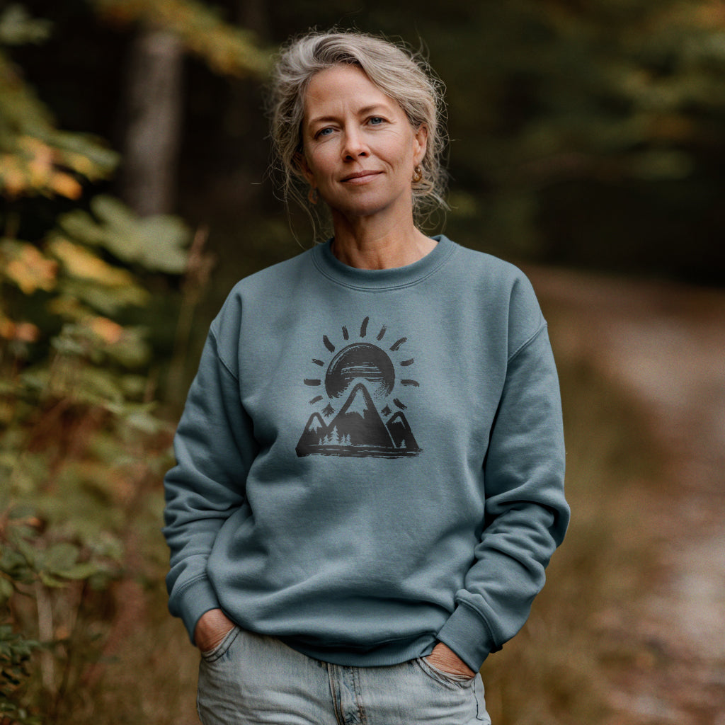 Summit Sunrise Crewneck Sweatshirt Adventure and Outdoors Themed Sweatshirt