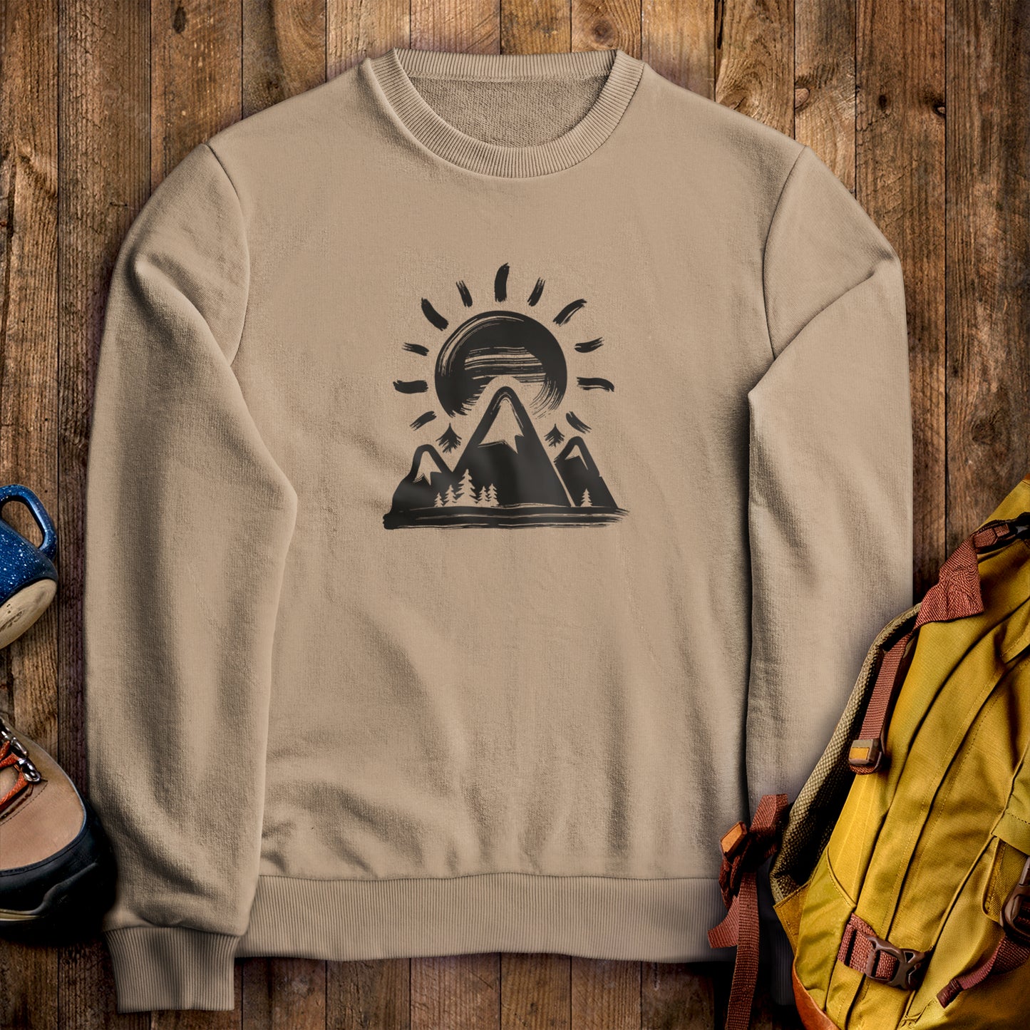 Summit Sunrise Crewneck Sweatshirt Sand Adventure and Outdoors Themed Sweatshirt