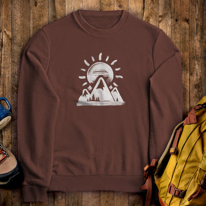 Summit Sunrise Crewneck Sweatshirt Cocoa Adventure and Outdoors Themed Sweatshirt