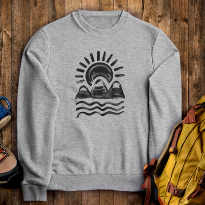 Three Sisters Mountains Crewneck Sweatshirt Sport Grey Adventure and Outdoors Themed Sweatshirt