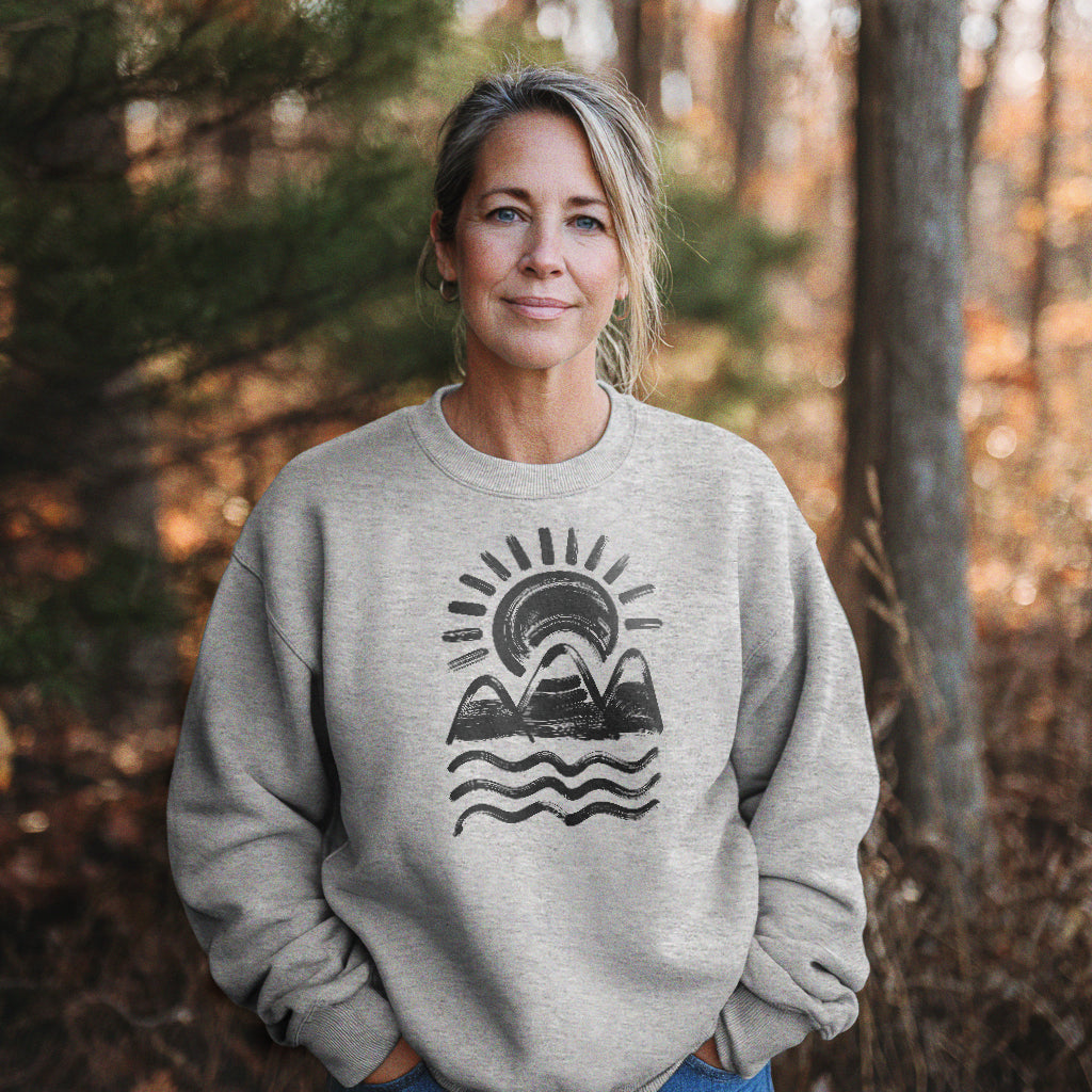 Three Sisters Mountains Crewneck Sweatshirt Adventure and Outdoors Themed Sweatshirt
