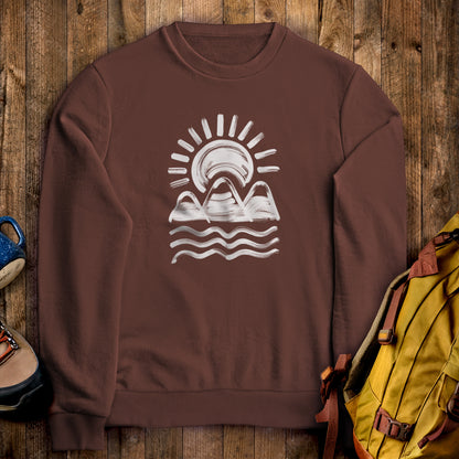 Three Sisters Mountains Crewneck Sweatshirt Cocoa Adventure and Outdoors Themed Sweatshirt