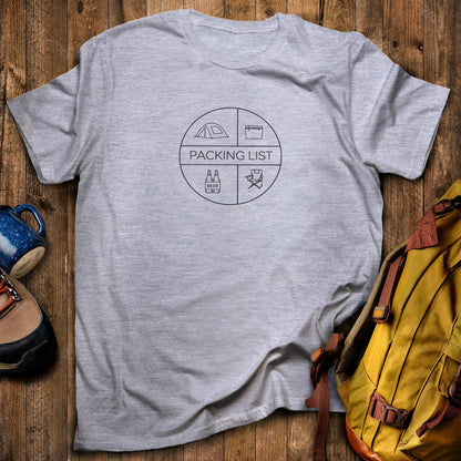 Camping Packing List T-Shirt Sport Grey Adventure and Outdoors Themed T-Shirt