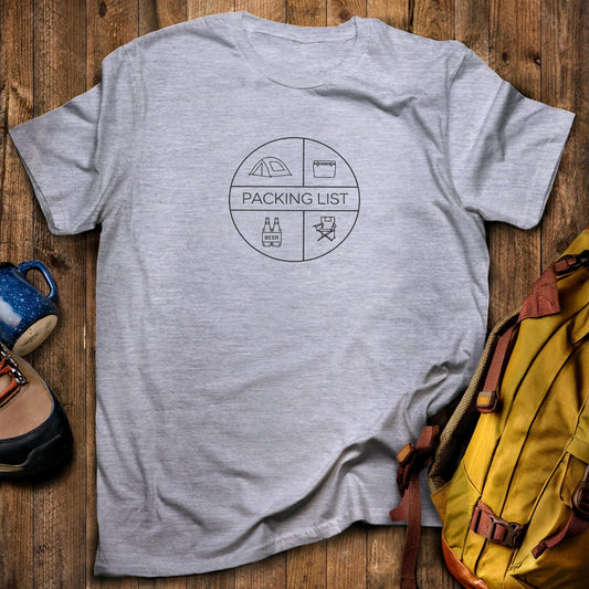 Camping Packing List T-Shirt Sport Grey Adventure and Outdoors Themed T-Shirt