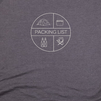 Camping Packing List T-Shirt Adventure and Outdoors Themed T-Shirt