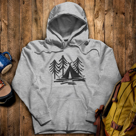Painted Camp Hoodie Sport Grey Adventure and Outdoors Themed Hoodie