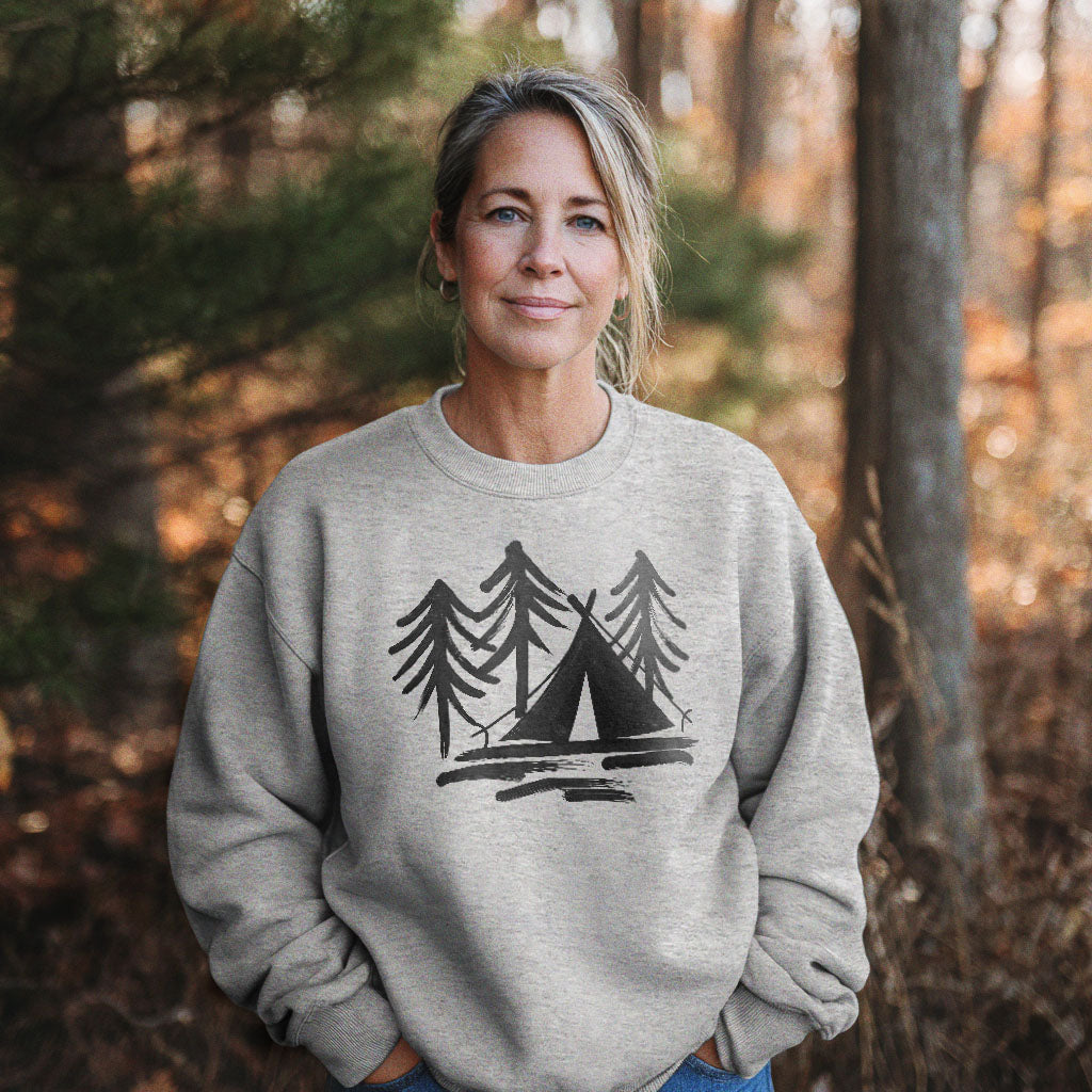 Painted Camp Crewneck Sweatshirt Adventure and Outdoors Themed Sweatshirt