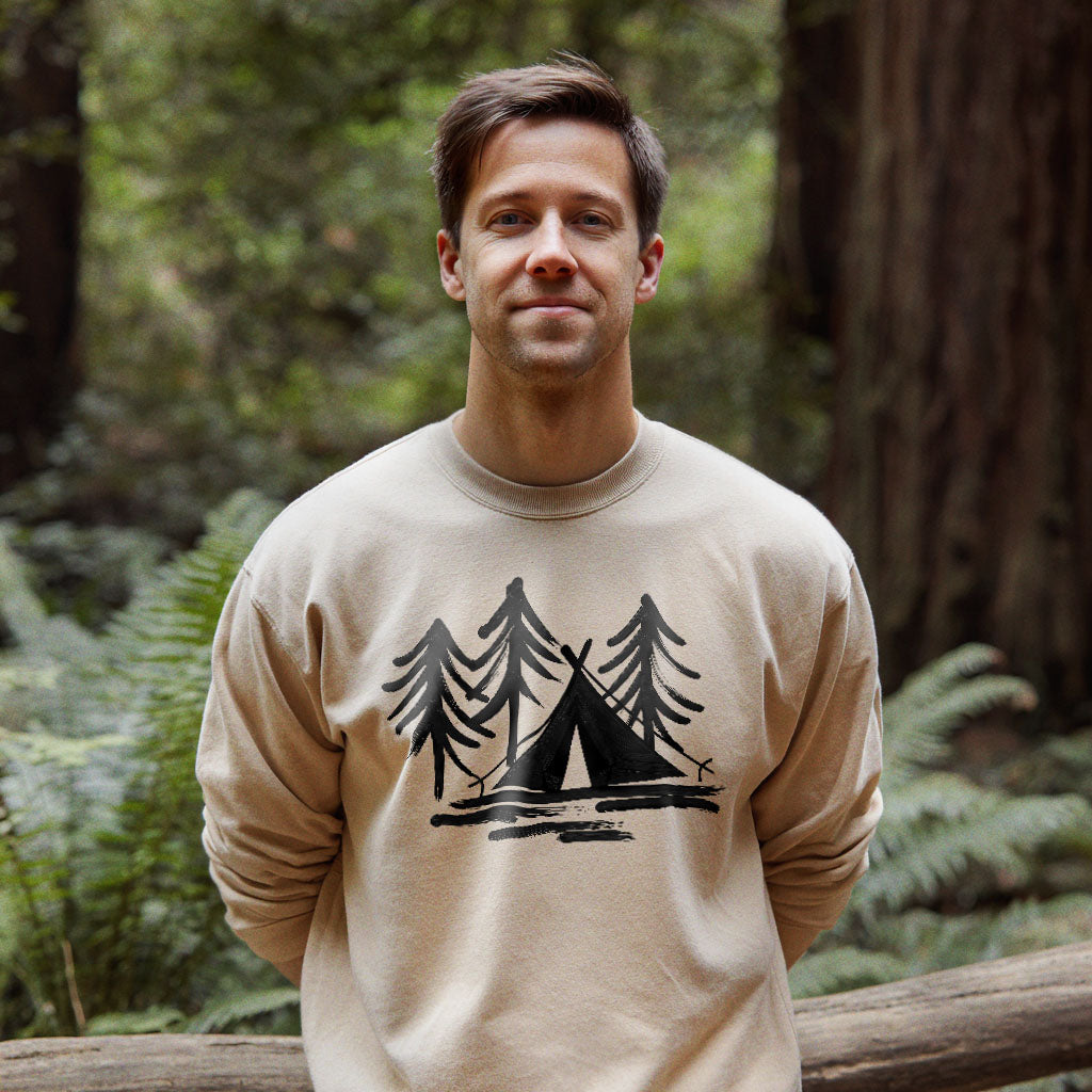 Painted Camp Crewneck Sweatshirt Adventure and Outdoors Themed Sweatshirt