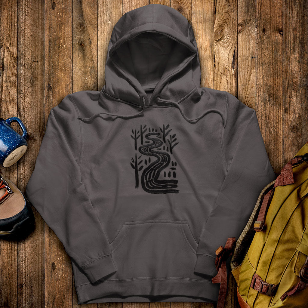 Painted River Hoodie Charcoal Adventure and Outdoors Themed Hoodie