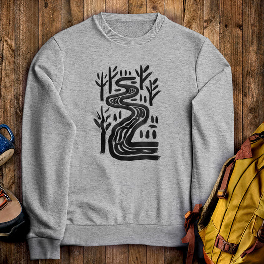 Painted River Crewneck Sweatshirt Sport Grey Adventure and Outdoors Themed Sweatshirt