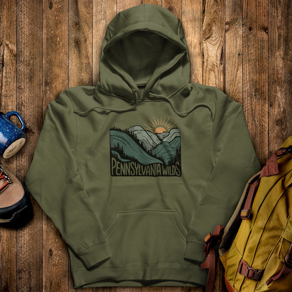 Pennsylvania Wilds Hoodie Military Green Adventure and Outdoors Themed Hoodie