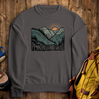 Pennsylvania Wilds Crewneck Sweatshirt Charcoal Adventure and Outdoors Themed Sweatshirt