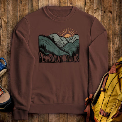 Pennsylvania Wilds Crewneck Sweatshirt Cocoa Adventure and Outdoors Themed Sweatshirt