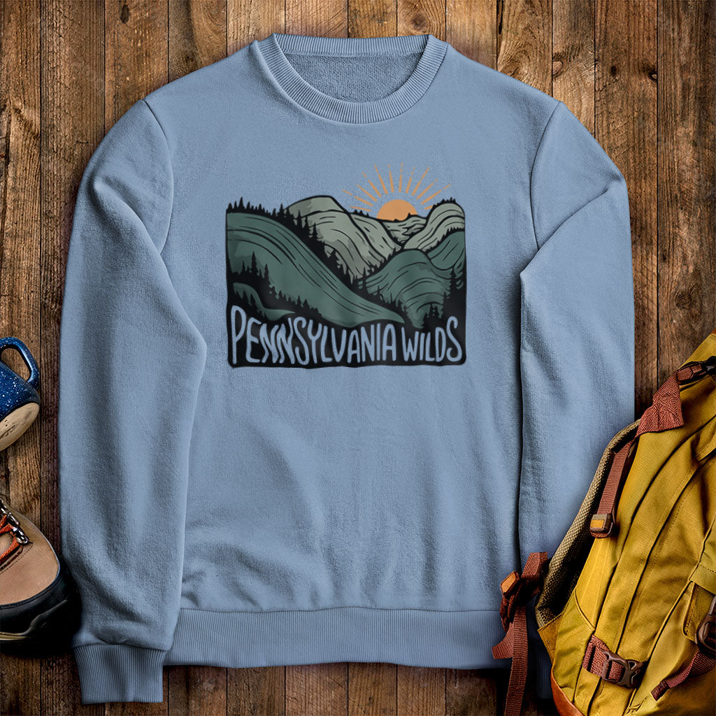 Pennsylvania Wilds Crewneck Sweatshirt Stone Blue Adventure and Outdoors Themed Sweatshirt