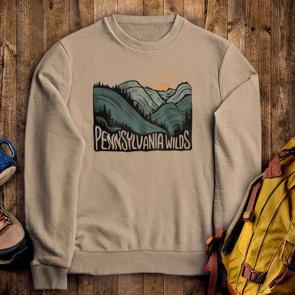 Pennsylvania Wilds Crewneck Sweatshirt Sand Adventure and Outdoors Themed Sweatshirt