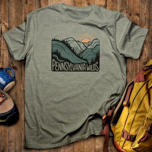 Pennsylvania Wilds T-Shirt Heather Military Green Adventure and Outdoors Themed T-Shirt