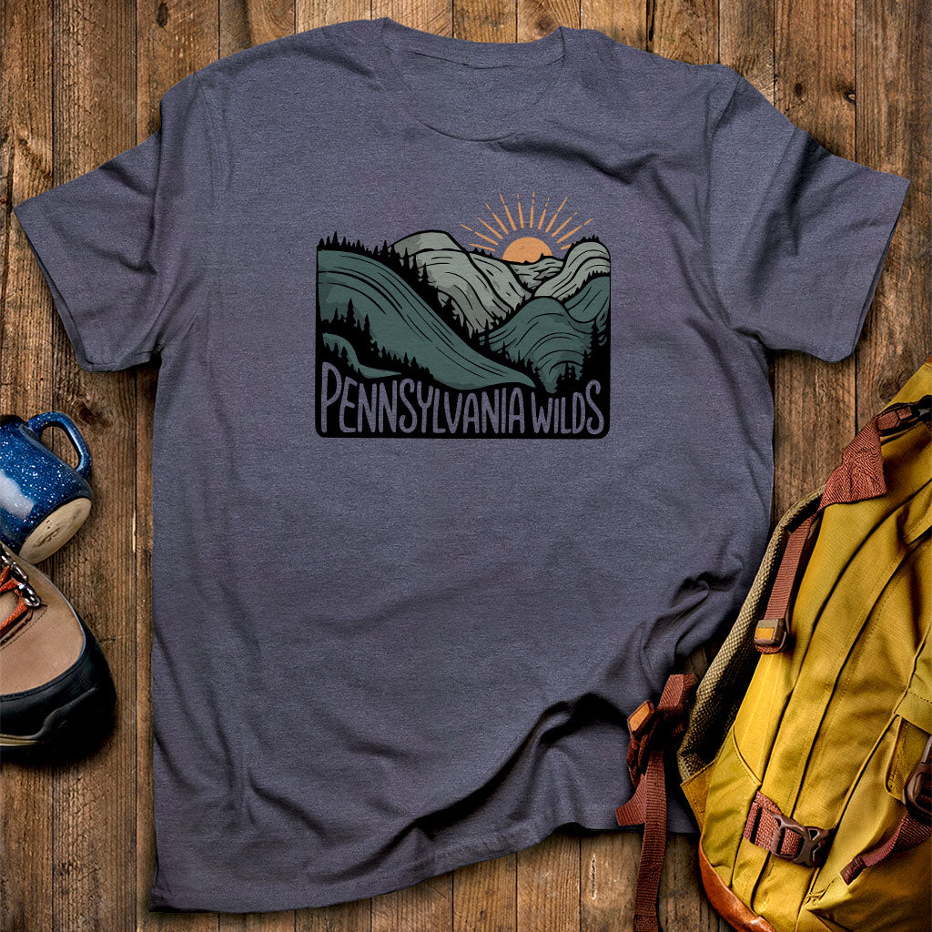 Pennsylvania Wilds T-Shirt Heather Navy Adventure and Outdoors Themed T-Shirt