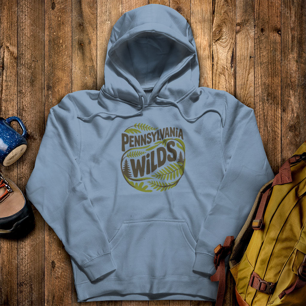 Pennsylvania Wilds Ferns Hoodie Stone Blue Adventure and Outdoors Themed Hoodie