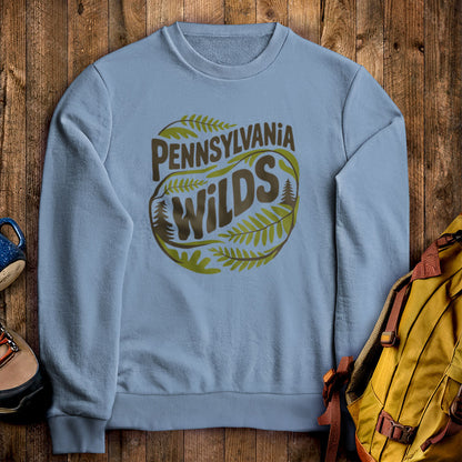 Pennsylvania Wilds Ferns Crewneck Sweatshirt Stone Blue Adventure and Outdoors Themed Sweatshirt