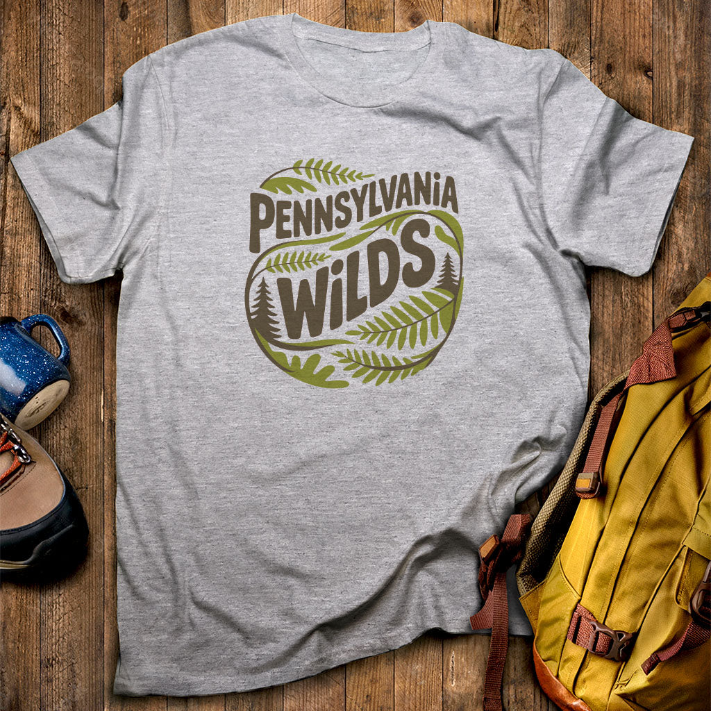 Pennsylvania Wilds Ferns T-Shirt Sport Grey Adventure and Outdoors Themed T-Shirt