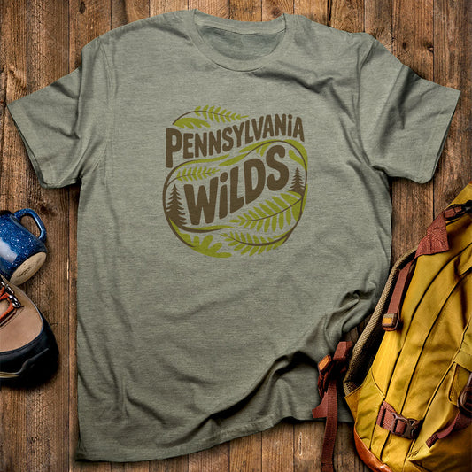 Pennsylvania Wilds Ferns T-Shirt Heather Military Green Adventure and Outdoors Themed T-Shirt