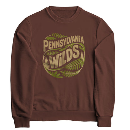 Pennsylvania Wilds Ferns Crewneck Sweatshirt Cocoa Adventure and Outdoors Themed Sweatshirt