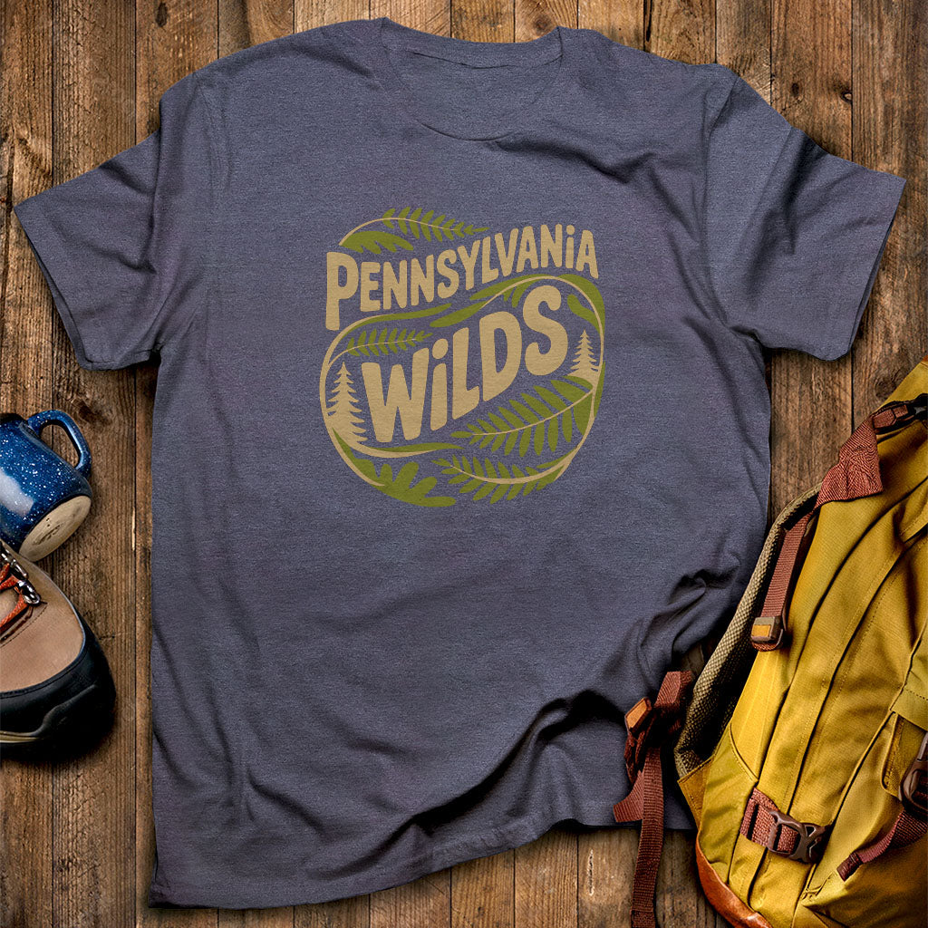 Pennsylvania Wilds Ferns T-Shirt Heather Navy Adventure and Outdoors Themed T-Shirt